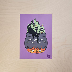 Cat's Brew & Demons Too Postcard Print // Ghibli Fanart