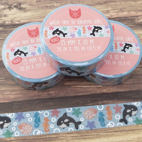 Ocean Friends Foil Washi Tape // Stationary // Planner // Decorative Tape