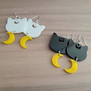 Moon Cat Earrings // Fanart Accessories // Lasercut Acrylic